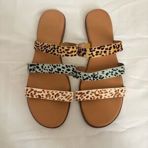 MADEWELL Women's Multi Animal Print Calf Hair The Ilana Slide Sandals SZ8